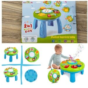 HanMun 2-in-1 Musical Learning Table - Green and Blue 18m New open box